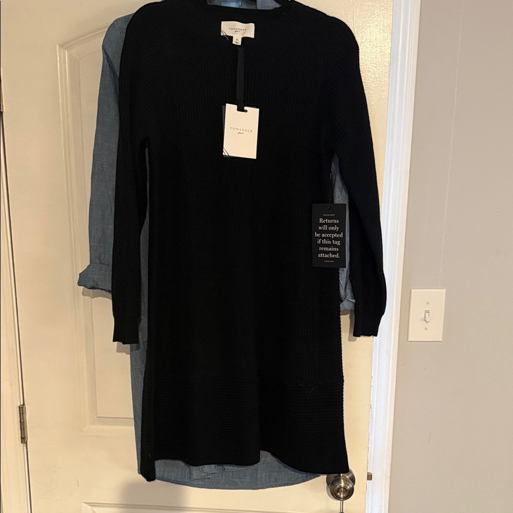 Pomander Place Black Long Sleeve Knit Dress